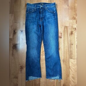 MOTHER Insider Crop Step Fray Flare Jeans in Not Rough Enough